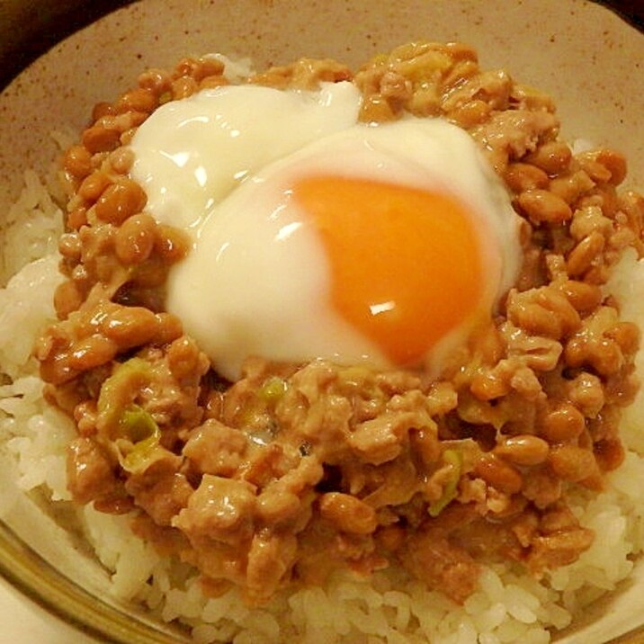 納豆肉味噌丼